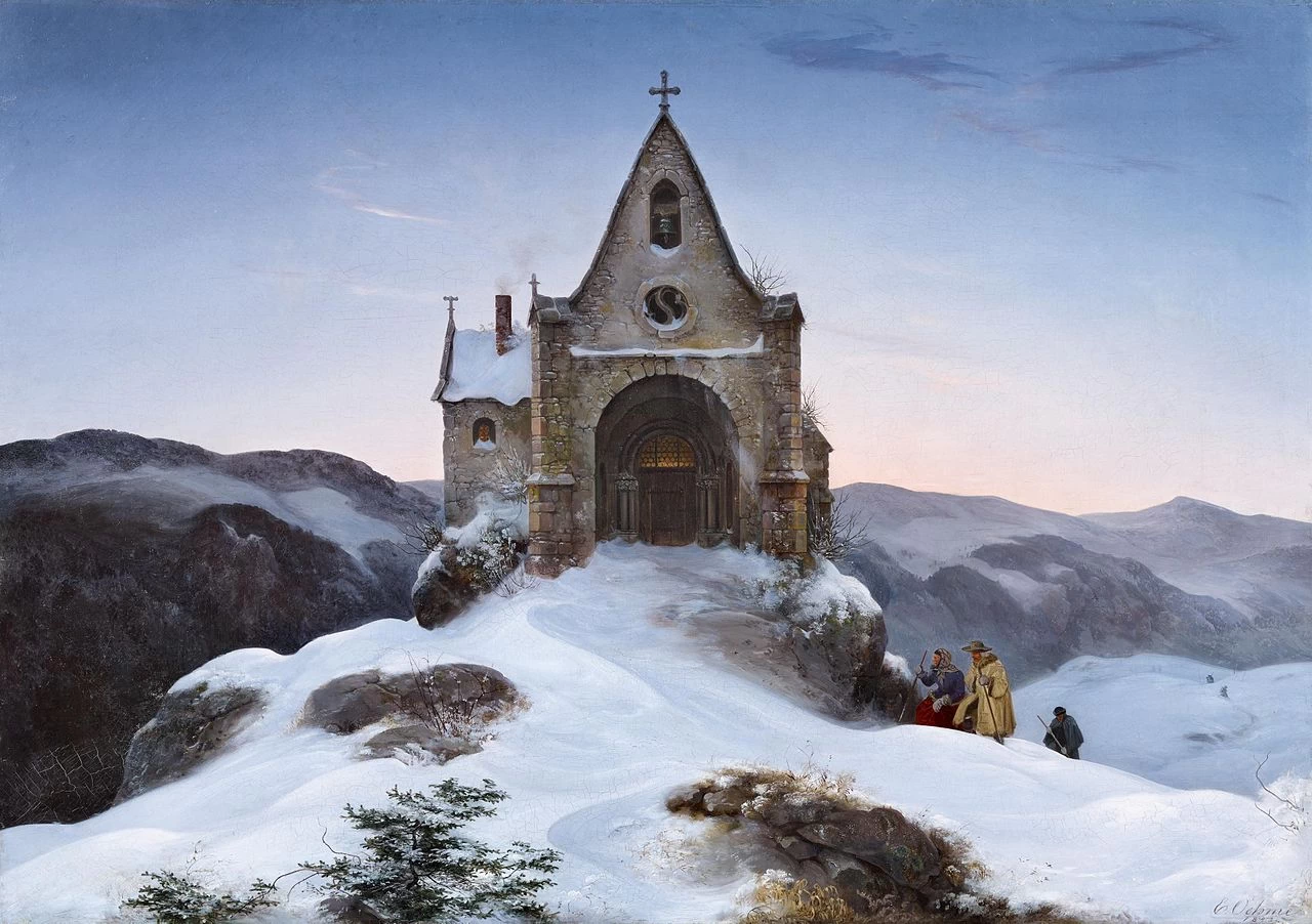 Cappella di montagna in inverno